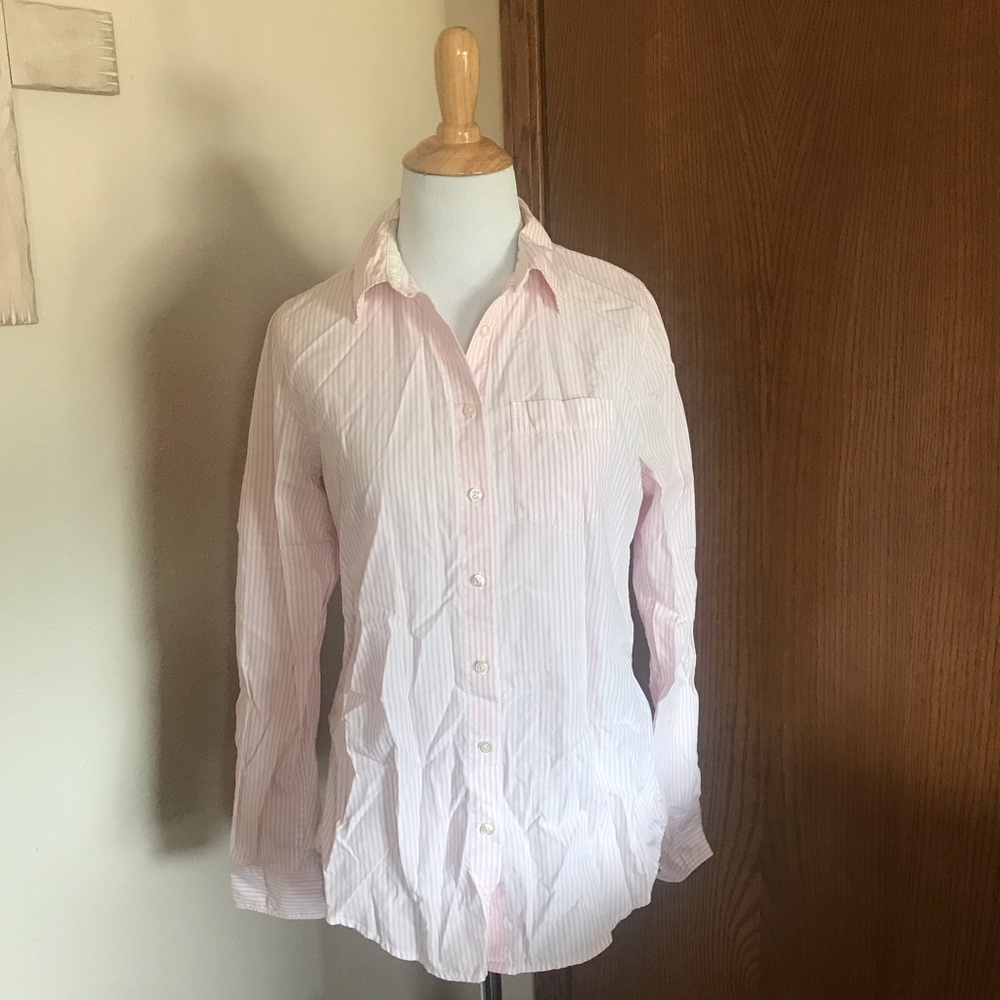 GAP Pink and White Striped Button Down Top Size S